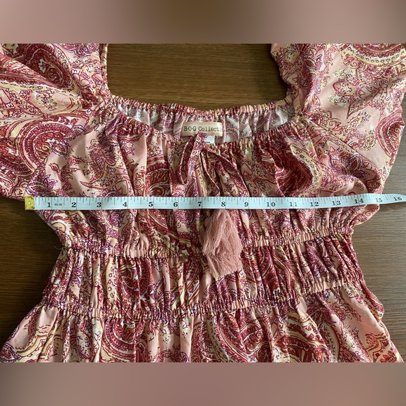 B•O•G Collective Paisley Floral Midi-Maxi Dress with Slit. Size Small Pink Red - Picture 9 of 10